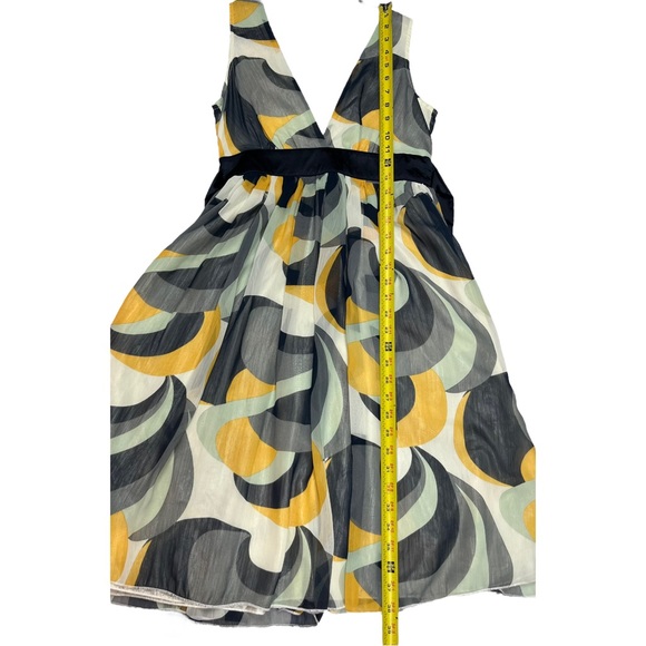 Y2K Dress Sleeveless V Neck Geometric Print Empire Waist Size Small - Picture 7 of 11